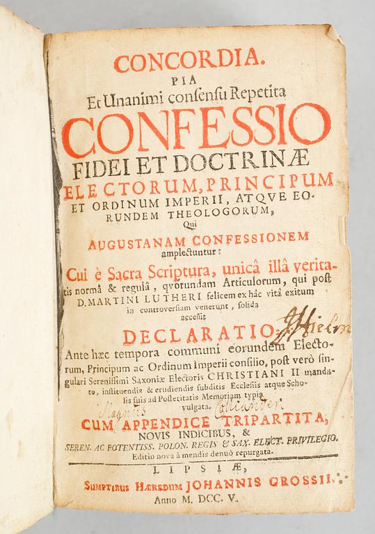 BOK, "Concodra. Confessio fidei et doctrinae eletorum pricipum..." 1705.