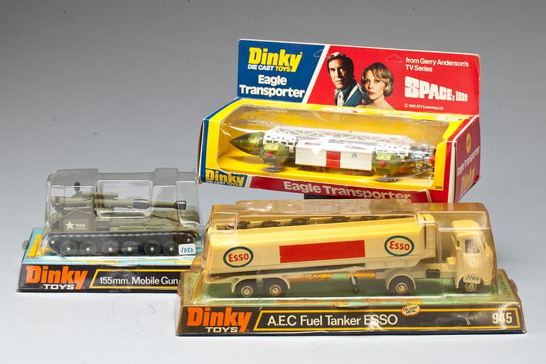 PARTI LEKSAKER, 3 st. Dinky Toys. 1960/70-tal.