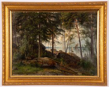 Harald Torsslow. Inland landscape with a wandering figure.