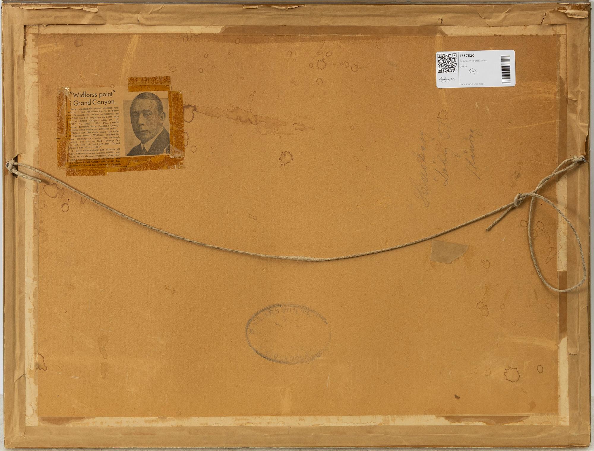 Gunnar Widforss, From Tunis.