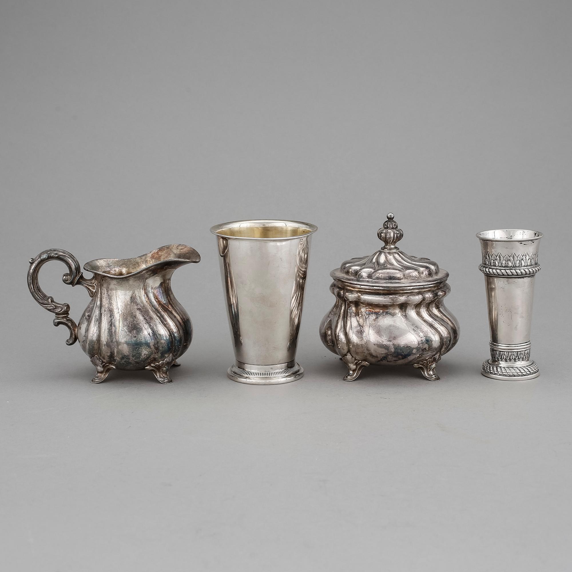 PARTI SILVER, 4 delar. Bl a Befa Guld- & Silvervarufabrik, Göteborg 1966. Totalt ca 410 g.