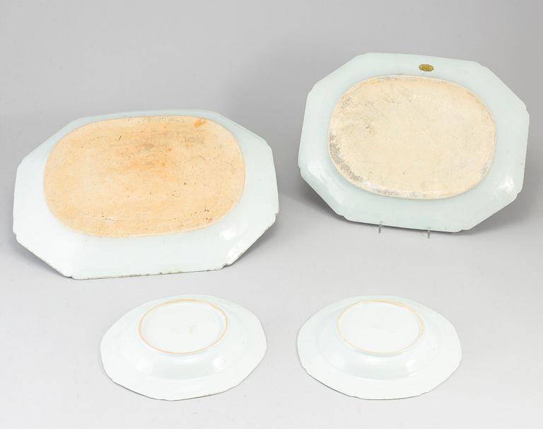 A group of blue and white dishes, Qing dynasty, QIanlong (1736-95).