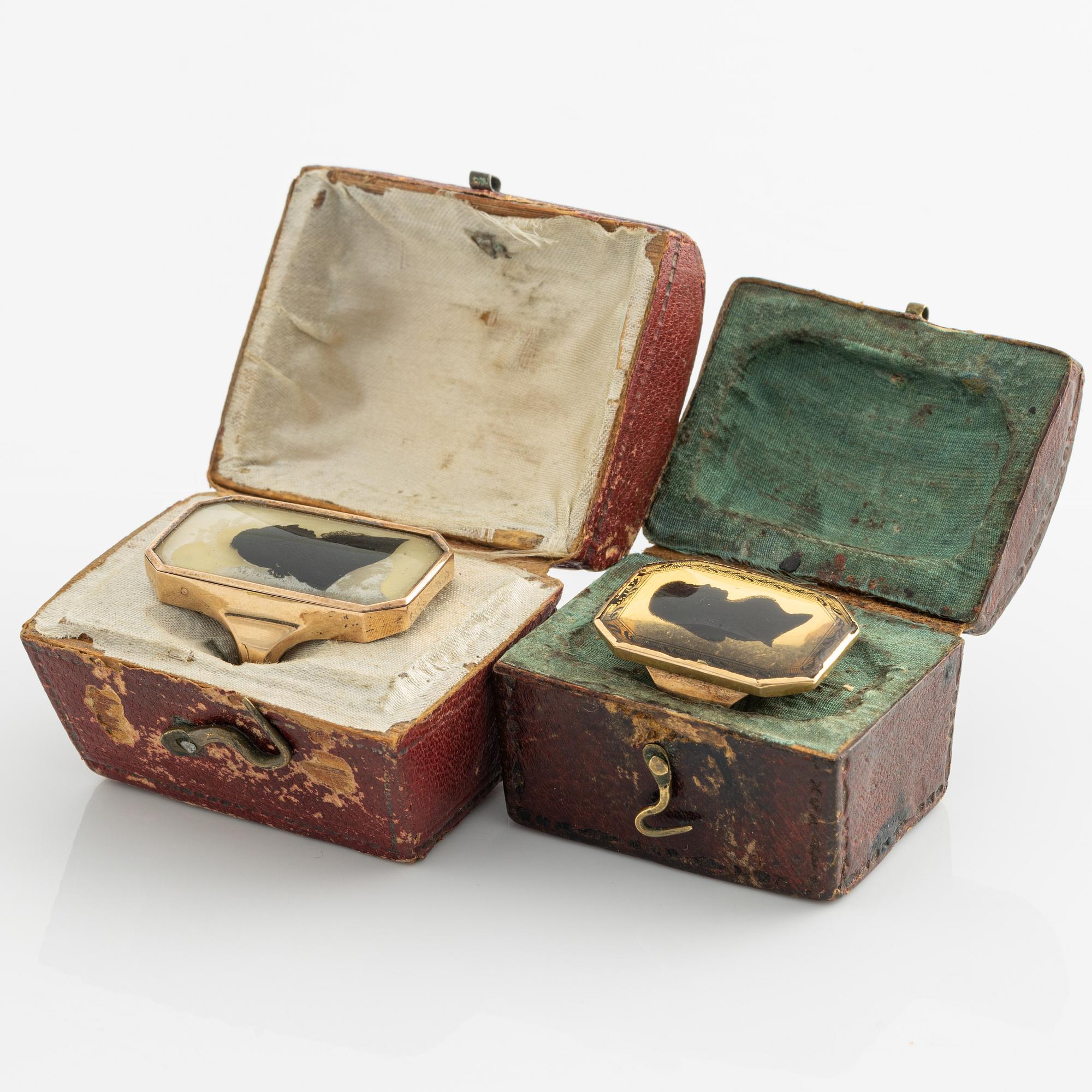 Ringar, siluettringar, ett par, guld med siluett.