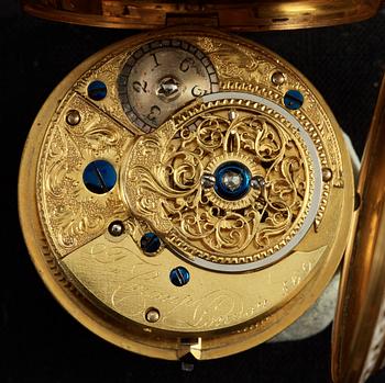 A gold pocket watch, F. Crump, London, early 19th century.