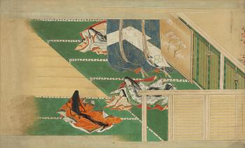 Oidentifierad konstnär, gouache på papper, två stycken, Japan, troligen 1800-tal.