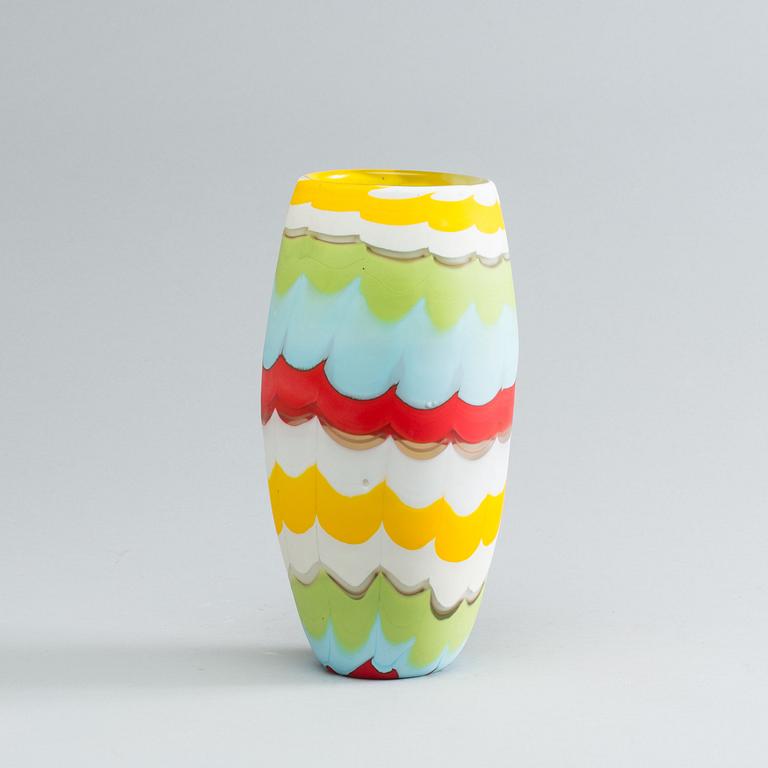 A VITTORIO FERRO MURRINE GLASS VASE FOR FRATELLI PAGNIN, 1990-2000.