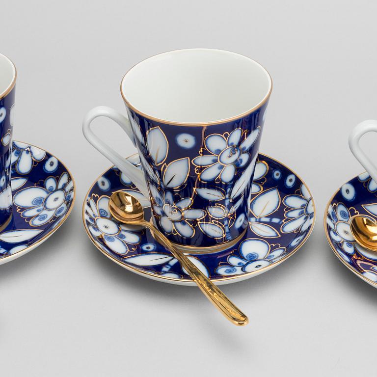A SET OF FOUR PORCELAIN TEA CUPS FROM LOMONOSOV RUSSIA/USSR.