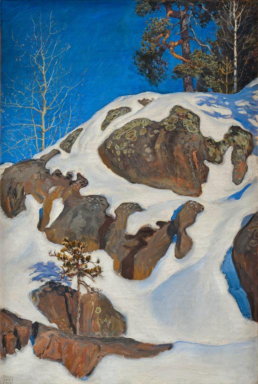 Akseli Gallen-Kallela, "SNÖTÄCKTA KLIPPOR/KALELA.".