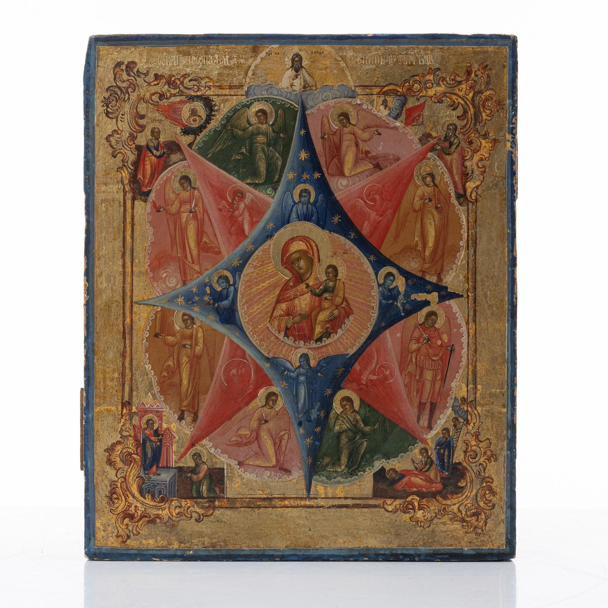 Ikon, Ryssland, 1800-tal. Vår Fru av den obrännbara busken.