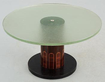 An Alvar Andersson glass top sofa table, Stockholms Stads Hantverksförening, 1930's.