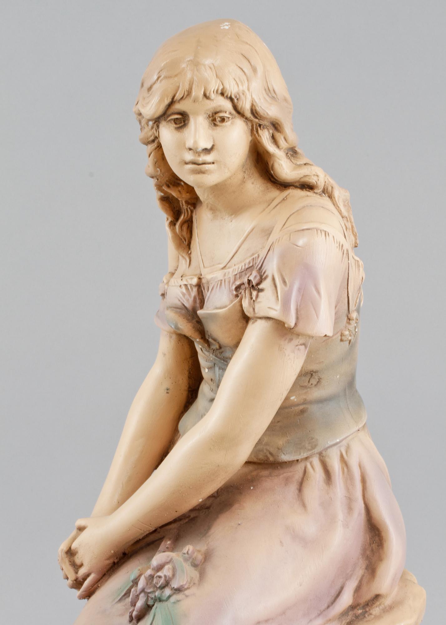 SKULPTUR, bemålat gips, signerad A Moceau?, Paris, Frankrike, omkring sekelskiftet 1800/1900.