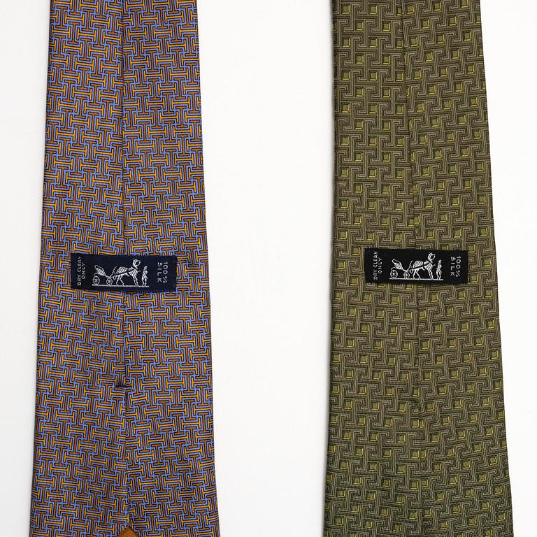 Hermès, two silk ties.