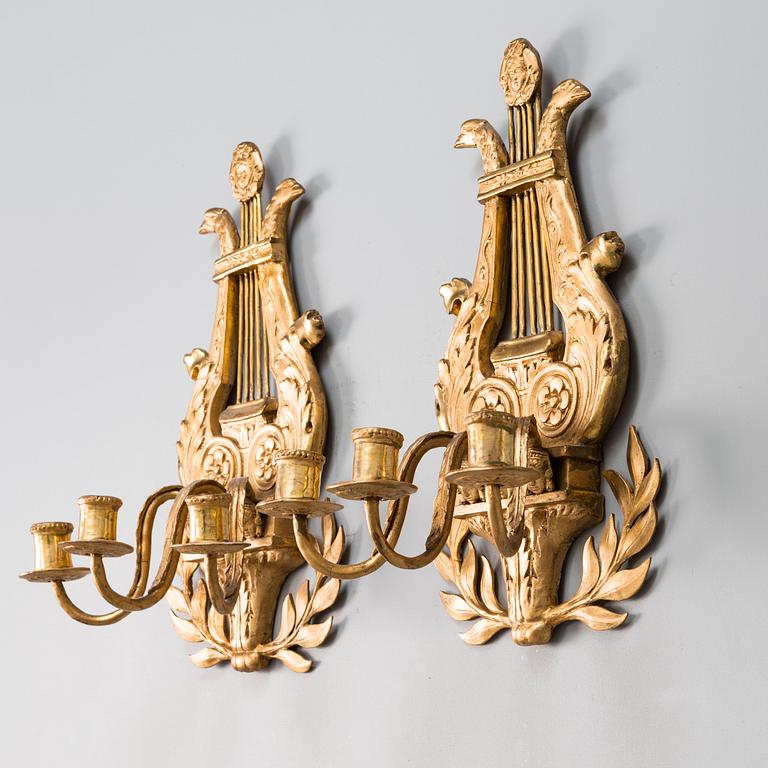 RYSKA VÄGGLAMPETTER, ett par, empire, 1800-1830 tal.