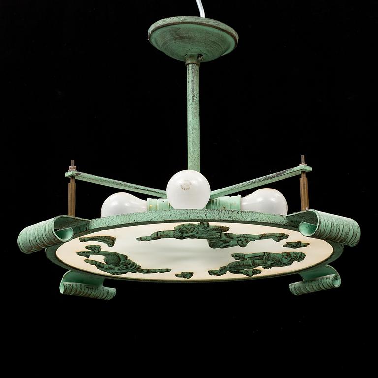 A 1930s art déco ceiling light.