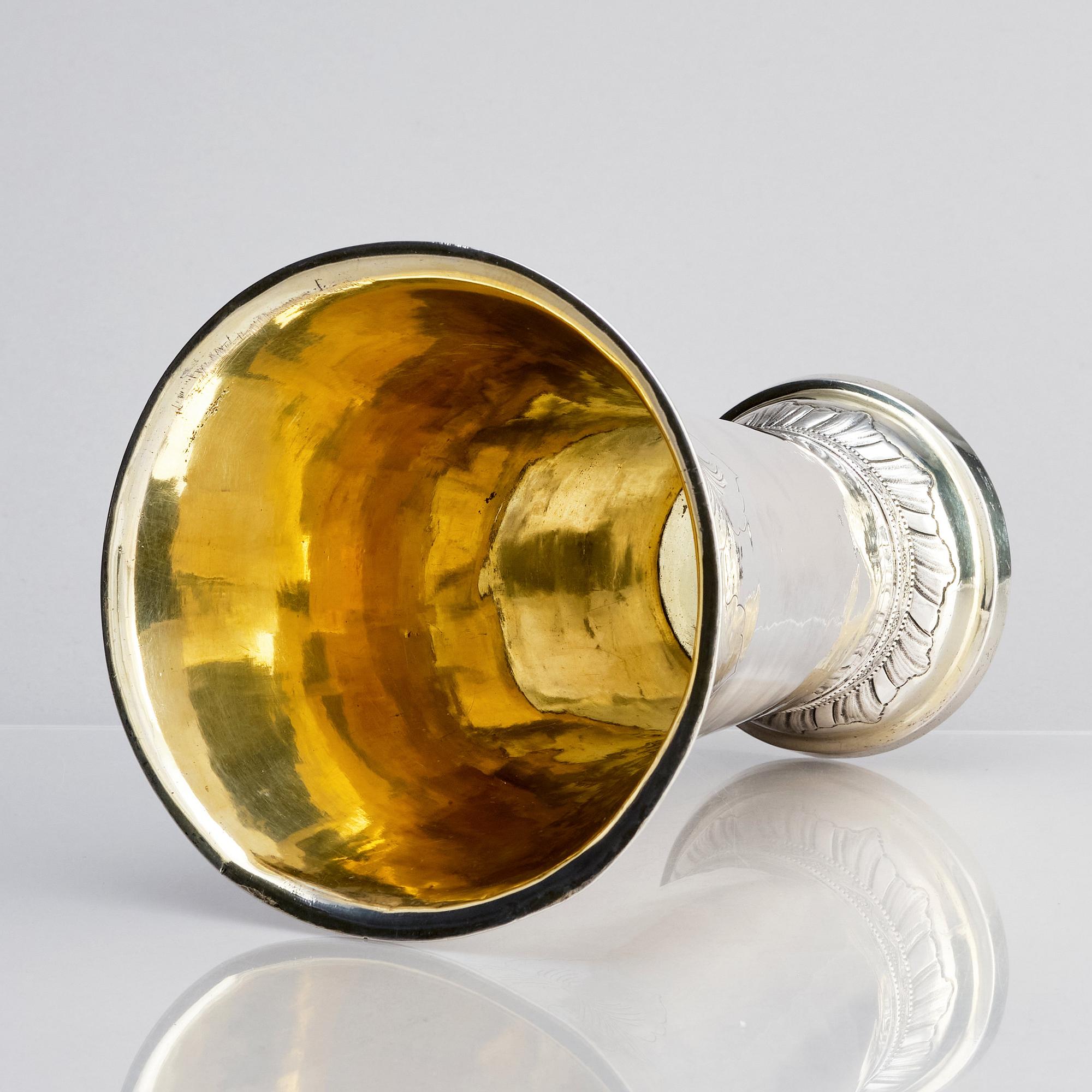 A Swedish 18th century parcel-gilt silver beaker, mark of Anders Ulfsberg, Nyköping 1795.