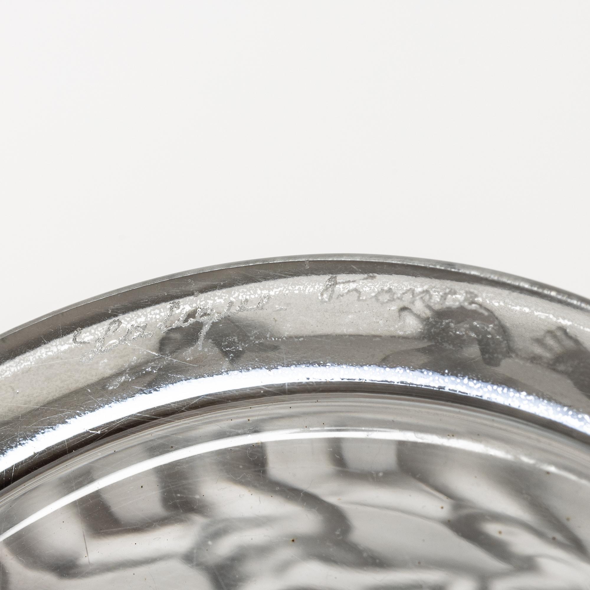 René Lalique, flacons with lids, a pair, glass, "Les Enfants", France, signed.