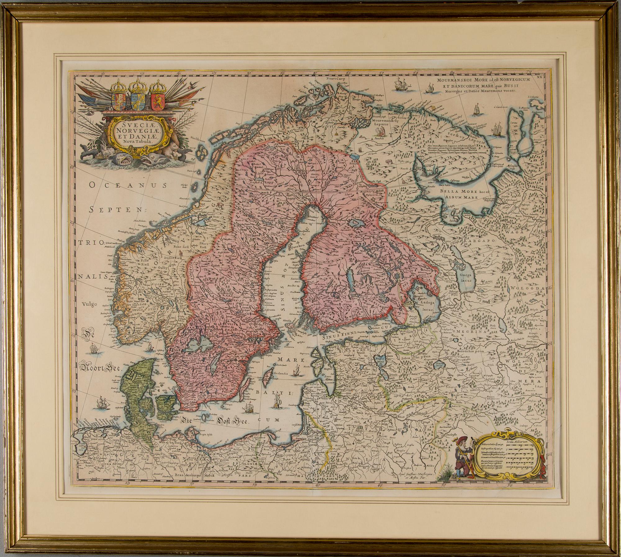 KARTA, Sveciae, Norvegiae et Daniae, Janssonius 1666.