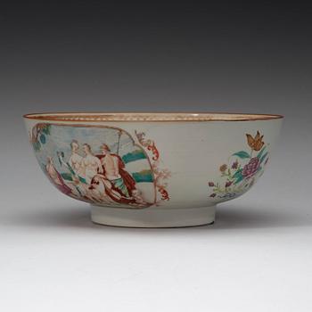 A famille rose 'European Subject' punch bowl, Qing dynasty, Qianlong (1736-95).