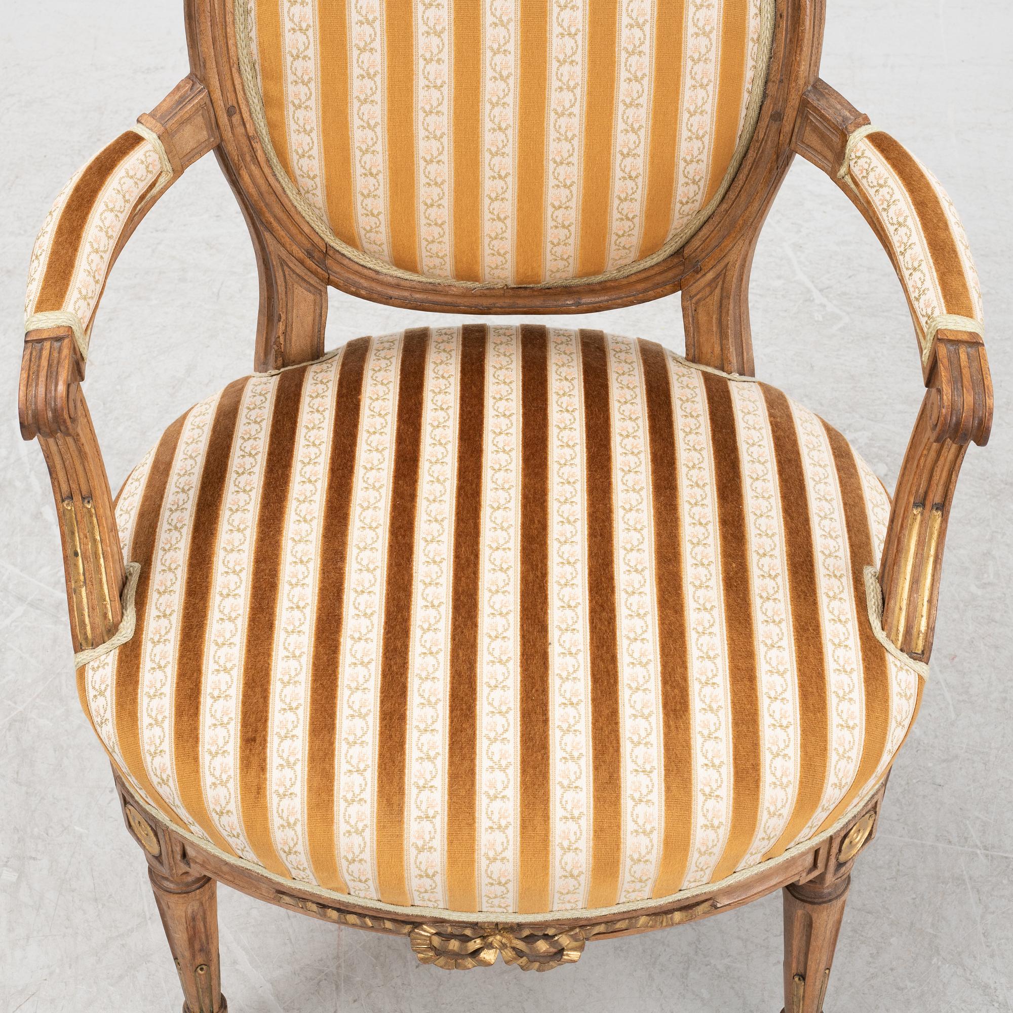A Louis XVI armchair, Denmark, late 18th century.