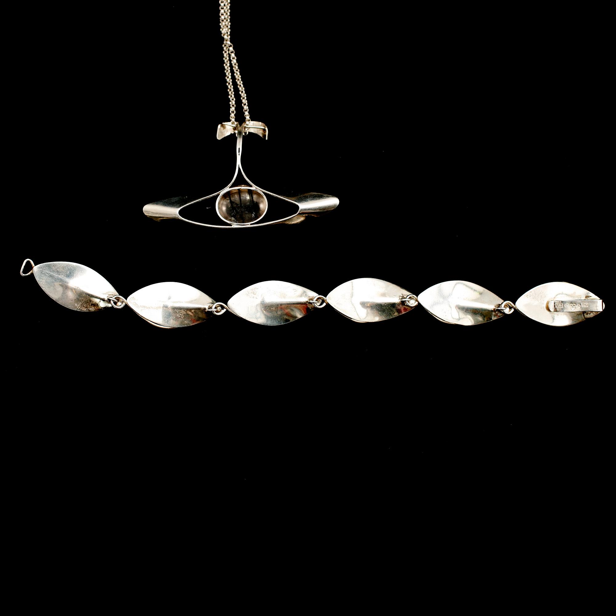 SMYCKEN, 4 del, silver, med olika stenar, 1900-talets mitt.