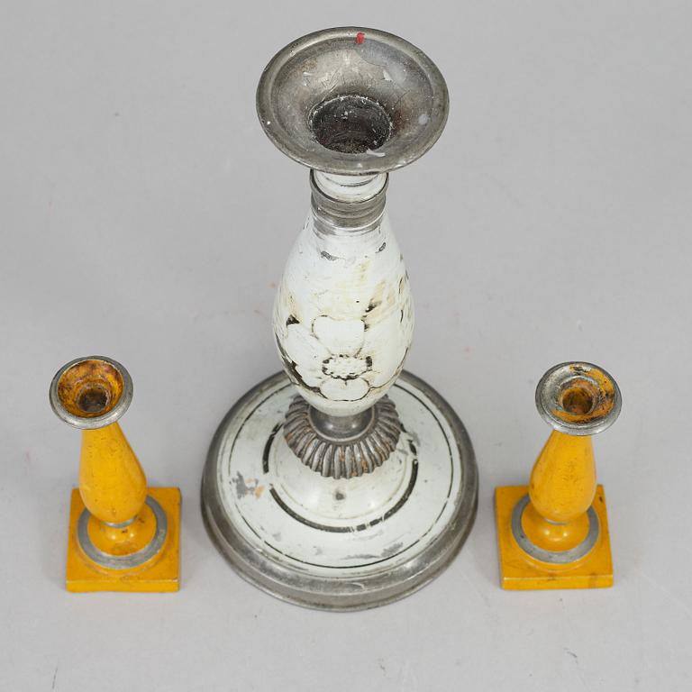 Three Biedermeier candlesticks, probably Germany, first half of the 19th century.