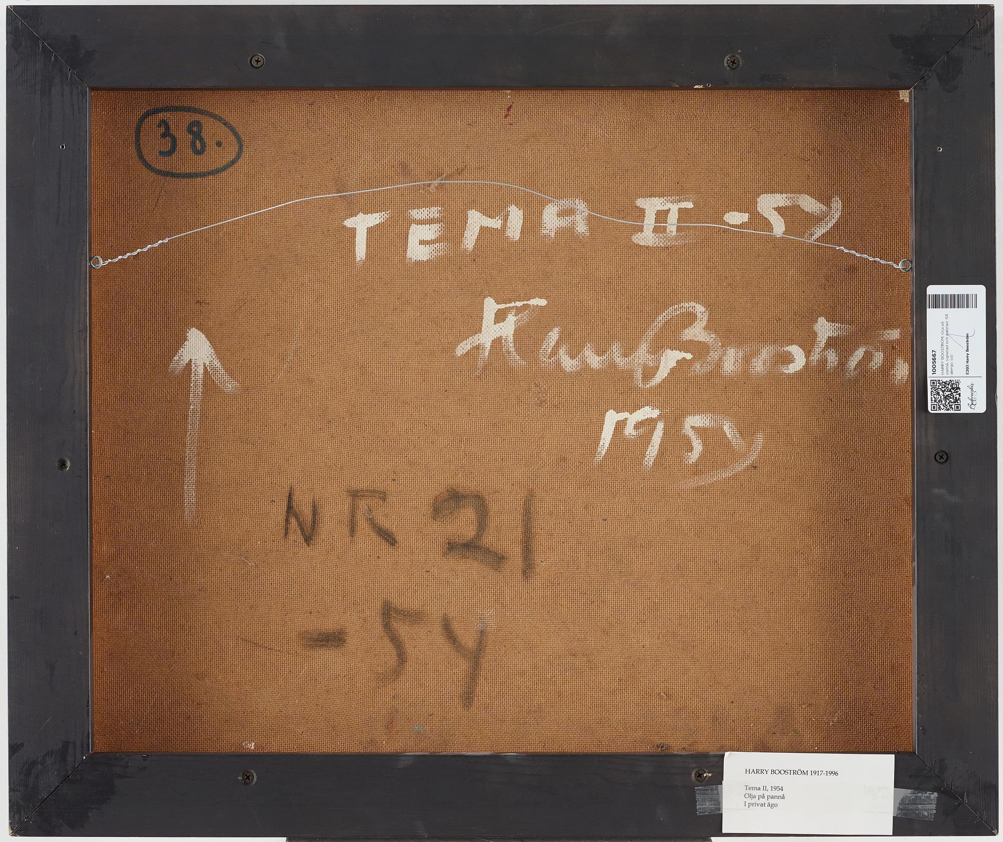 HARRY BOOSTRÖM, Oil on panel, signed and dated 1954 verso.