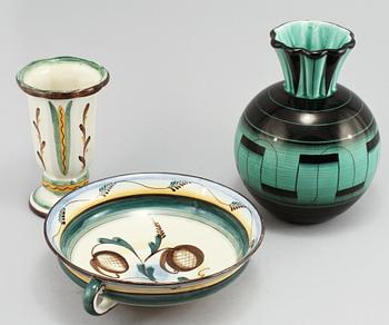 PARTI FLINTGODS, 3 delar, Ilse Claeson, Rörstrand, 1900-talets andra kvartal.