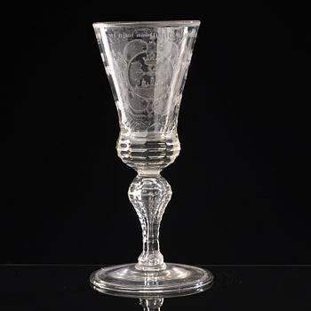 A cut and engraved Saxon goblet, 18th Century.