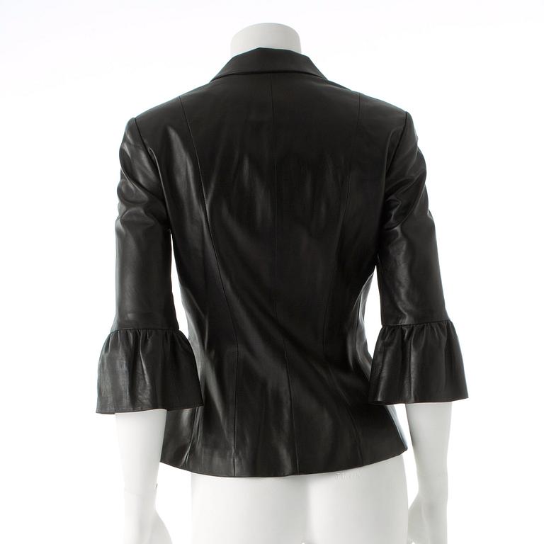 RALPH LAUREN, a black lambskin leather jacket.