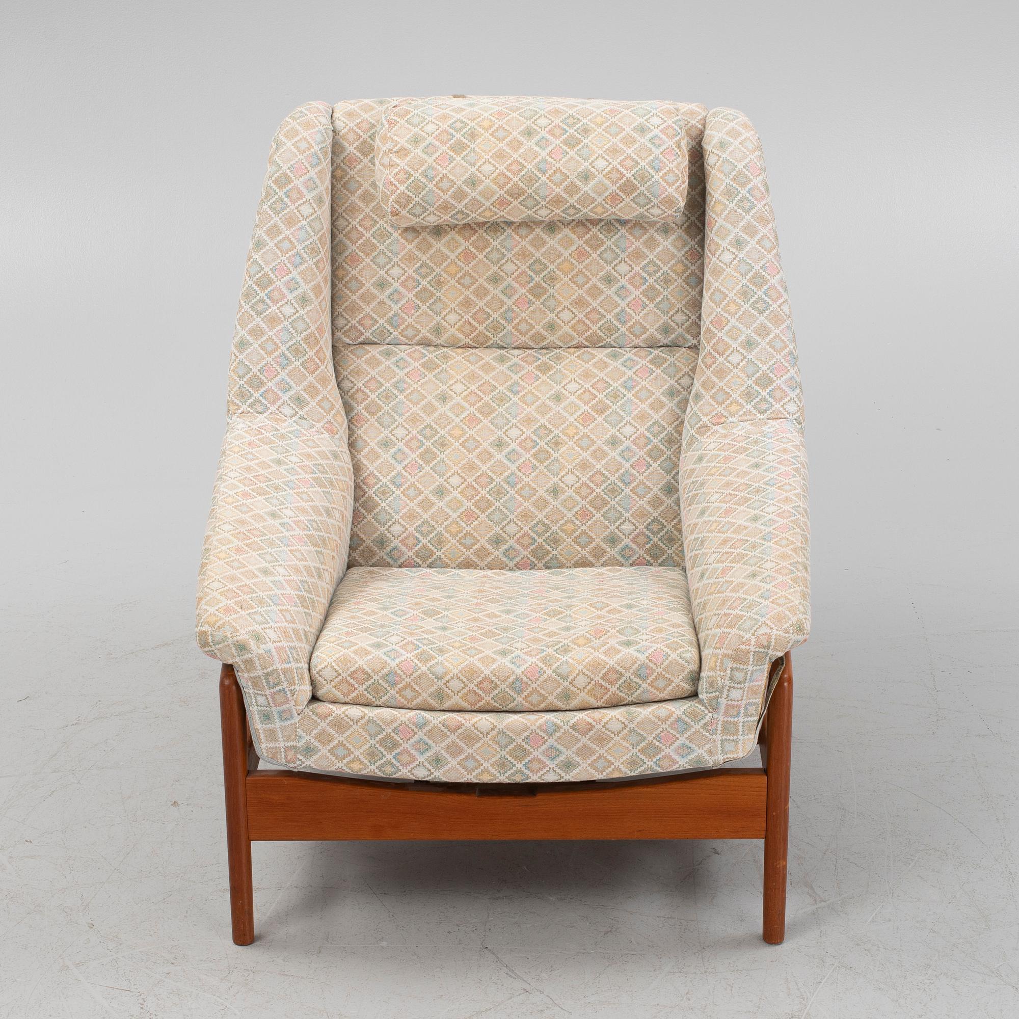 Folke Ohlsson, fåtölj med fotpall, "Profil", Dux, 1960-tal.