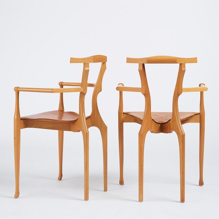 Oscar Tusquets Blanca, a set of 8 oak chairs, "The Gaulino Chair", Carlos Jane, Spain, first edition ca 1987-1988.