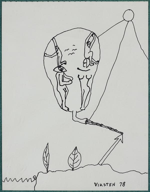 Hans Viksten, 4 framed indian ink drawings, signed and dated -70, -72, -74, -78.