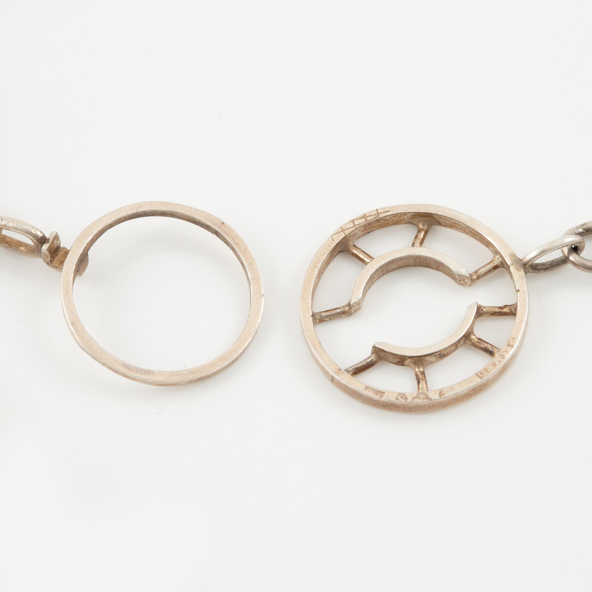Lars Arby, two necklaces, sterling silver, Gothenburg 1965 and 1967.