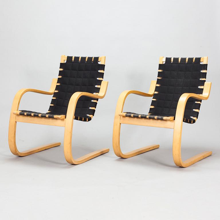 Alvar Aalto, fåtöljer, ett par, modell 406, Artek, 1970-tal.