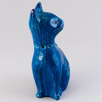 ALDO LONDI, A ceramic cat from the Siviglia blu persiano series by Bitossi, Italy 1963-65.