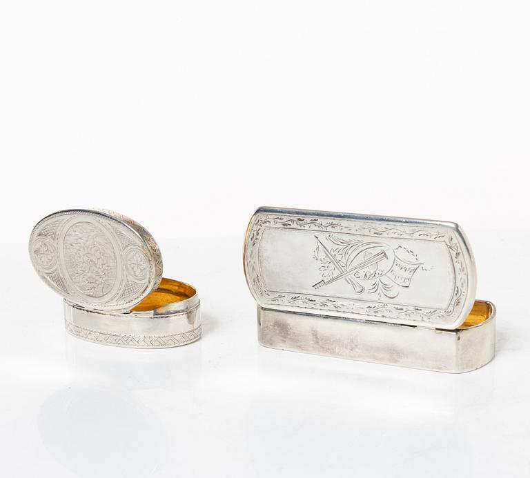 Dosor, 2 st, silver, Sverige 1786 och 1826.