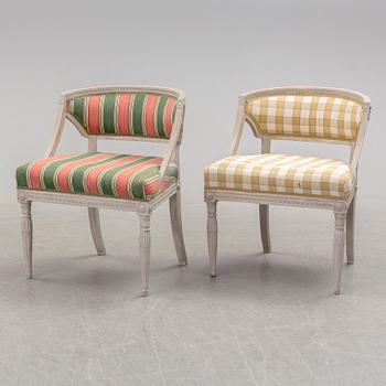 A pair of 19th century Gustavian style armchairs.