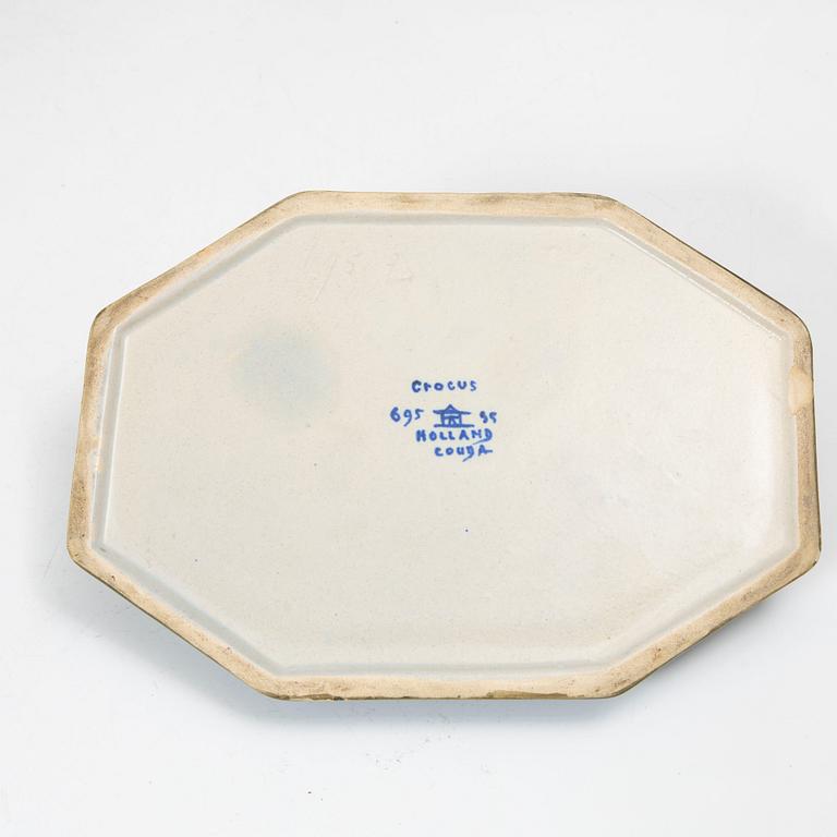 Desk set, 4 pieces, ceramic, bl a "Crocus", Gouda, Netherlands.