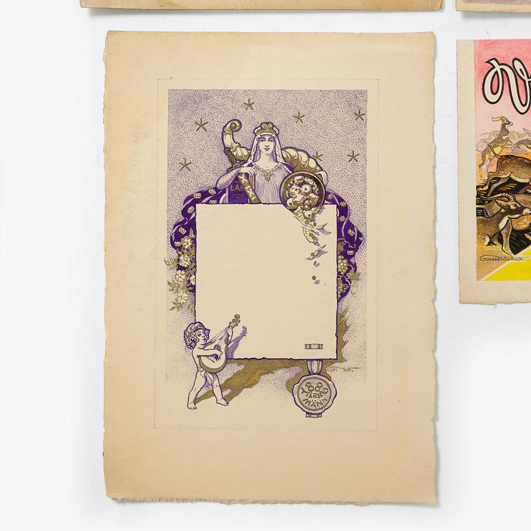 Gunnar Widholm, Book illustrations, 4 pieces.