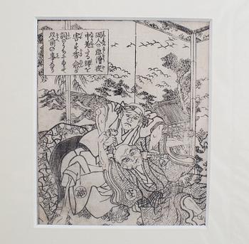 BLAD från ALBUM, 6 st, träsnitt. Japan, 1800-tal.