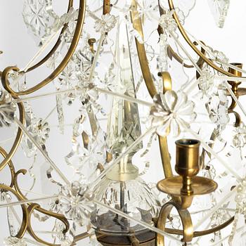 A Rococo style chandelier, 19th century.