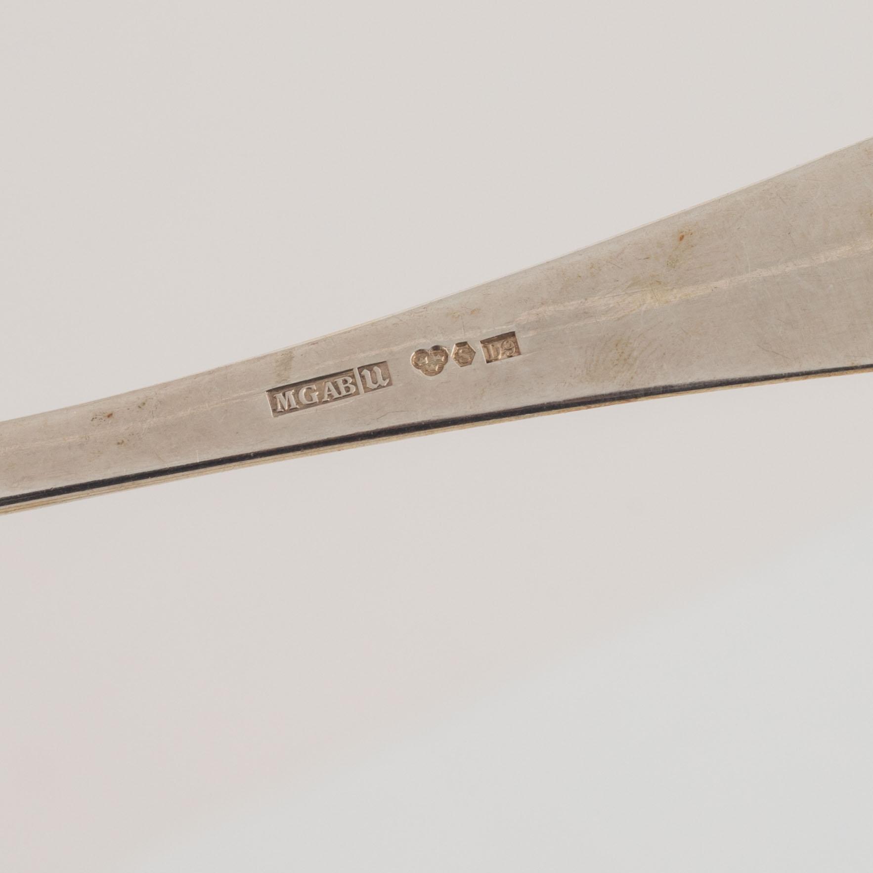 Bestickservis, 71 st, silver, modell "Snäck", MGAB, Uppsala, 1946-56.