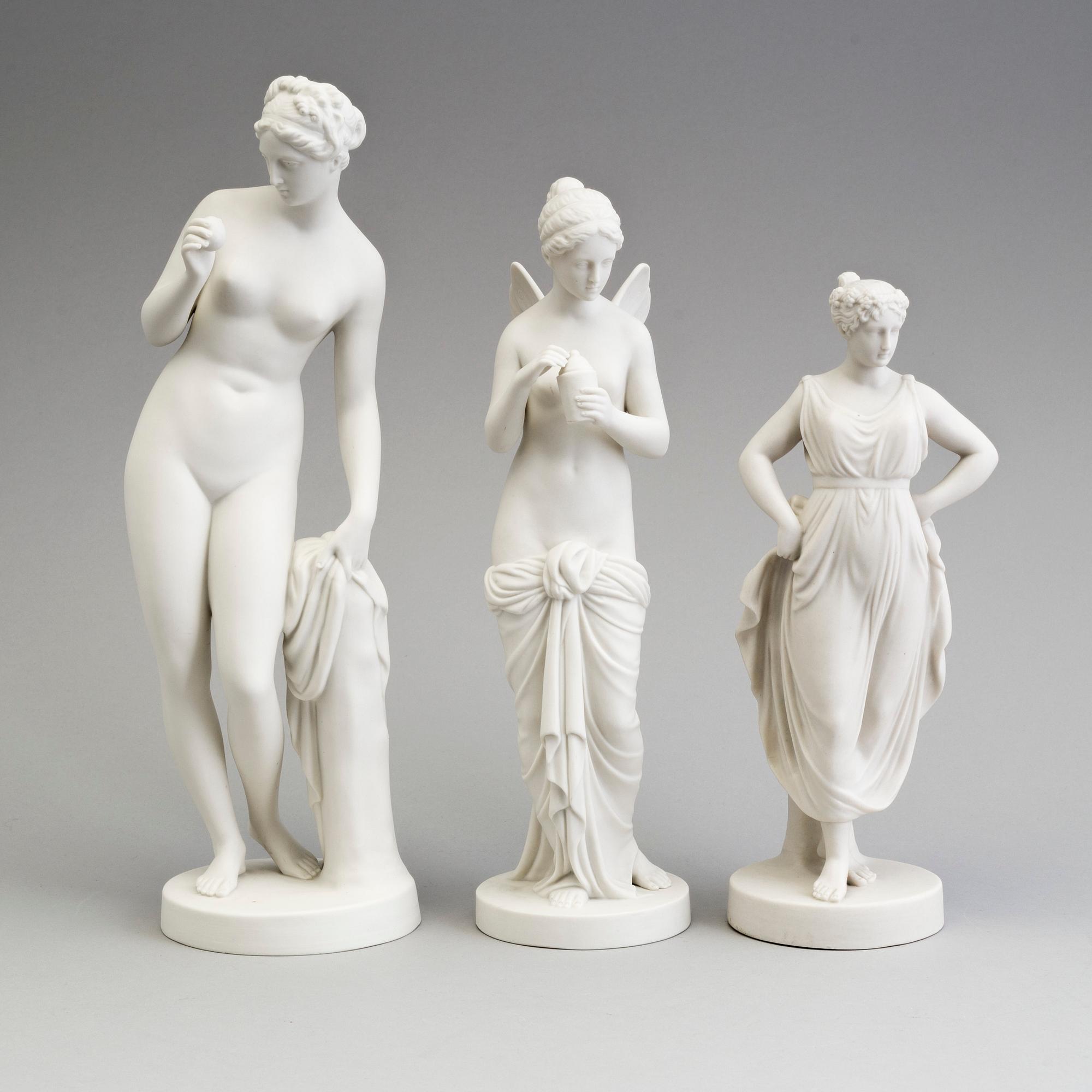FOUR PARIAN FIGURES, Gustafsberg, early 20th century.
