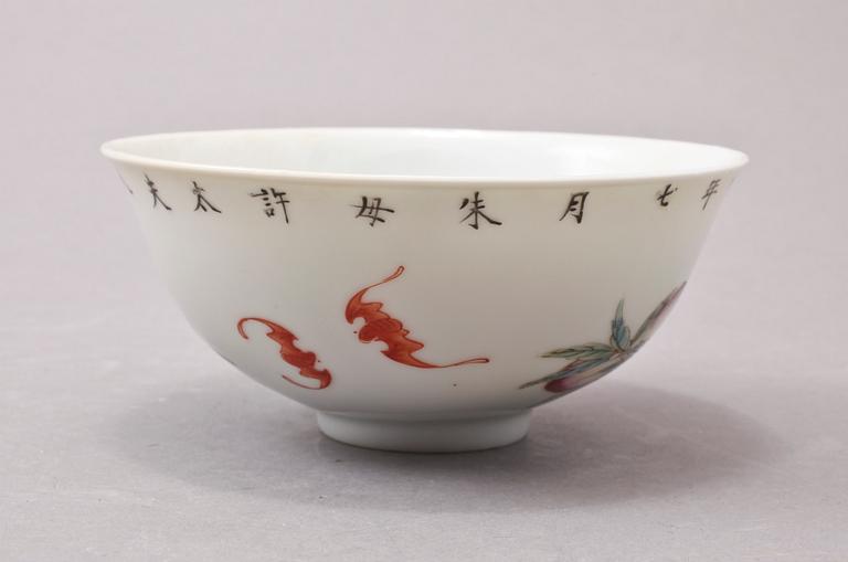 SKÅL, porslin, Kina, 1900-talets första hälft.