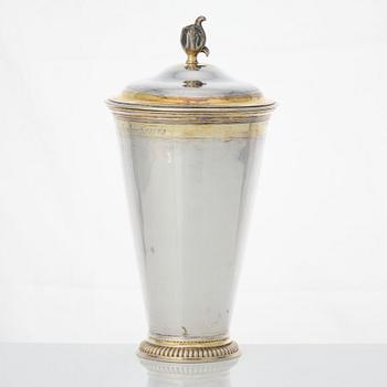 A Baltic 18th century parcel-gilt silver beaker and cover, mark of Wilhelm Christian Hillebrandt, Reval (1758-1780).