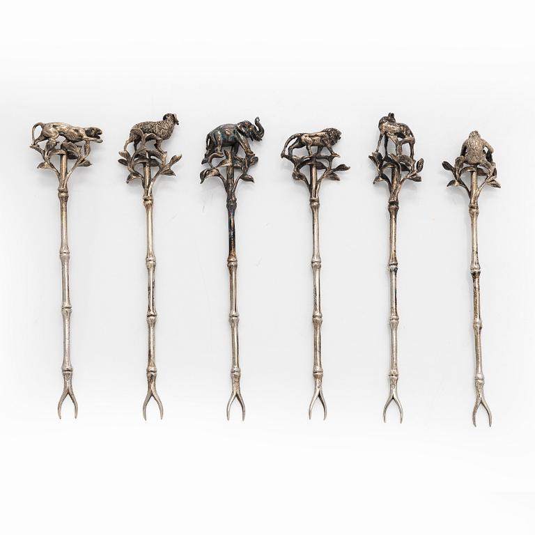 Cocktailpinnar 6 st,  silver.