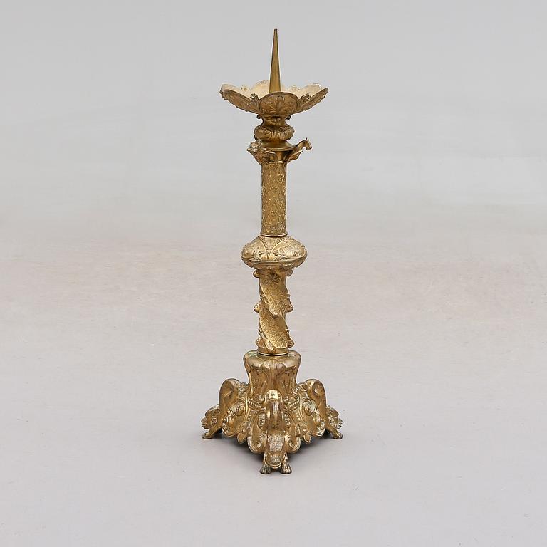 ALTARLJUSSTAKE, bronserad metall, barockstil, sydeuropa, 1800-tal.