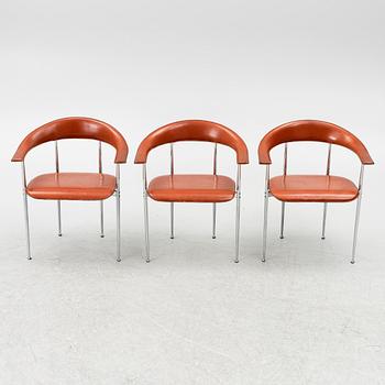 A set of three arm-chairs by G Vegni and G Gualterotti, 'P40', Fasem, 1980's.