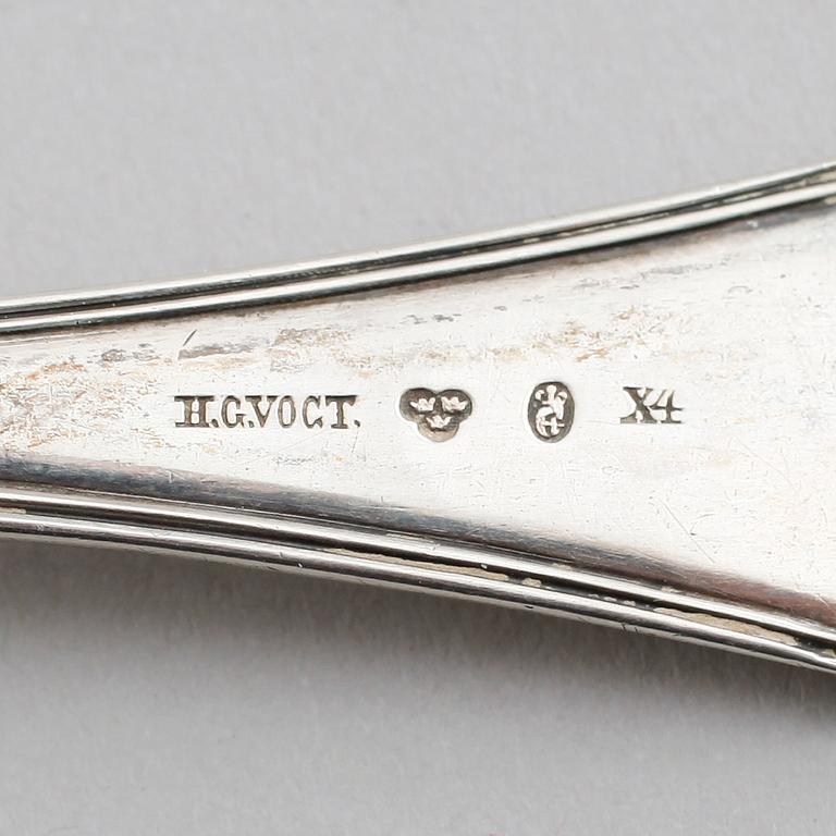 MATSKEDAR, 4 st snarlika, silver, svenska stämplar, 1800-tal. Vikt ca 177 gram.