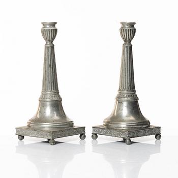 Nils Erik Justelius, ljusstakar, ett par, tenn, Eksjö 1812.